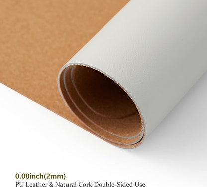 Cork Desk Mat - Dual-Sided Desk Pad for Office and Home - Desk Organization and Accessories - Ideal for Large Mouse Pad and Desk Mats on Top of Desks(White,80cmx 40cm)