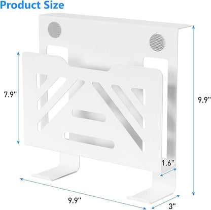 MAXECHO Desk Side Storage, Under Desk Laptop Mount, Table Side Hanging File Organizer, No Drill Clamp On Cable Management Tray, Laptop Holder with 2 Hooks for Office and Home, Load 22 Lbs