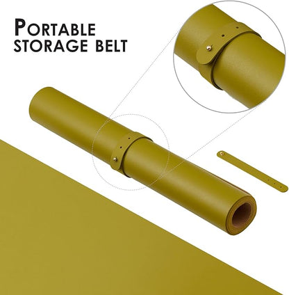 Cork Desk Mat - Dual-Sided Desk Pad for Office and Home - Desk Organization and Accessories - Ideal for Large Mouse Pad and Desk Mats on Top of Desks(Olive Green,36"x 17")