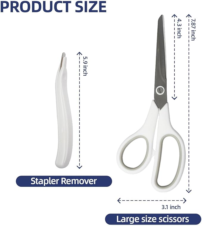 Office Desk Accessories, Desk Organizers and Accessories, Stapler and Tape Dispenser Set Metal Storage Box,Stapler,Staple Remover,Paper Clips,Ruler,Scissors.Suitable for Office and Study Use,White