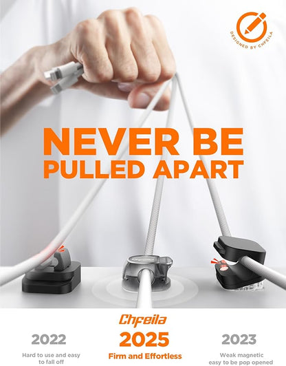 Cable Clips - Chfeila Latest Dual Spring Cord Organizer with Clasp Lock, 6Pack [Max Stability] Desk Cable Management, Adhesive Phone Charging Wire Holder for Nightstand/Car/Wall, Office Accessory