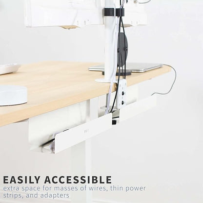VIVO 2 Pack Under Desk 17 inch Cable Management Tray, Cord Organizer, Home Office Desk Accessories, White, DESK-AC06-2CW