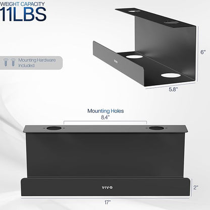 VIVO Under Desk 17 inch Extra Deep Cable Management Tray, Power Strip Holder, Cord Organizer, Wire Tamer for Office and Home, Black, DESK-AC16-1C