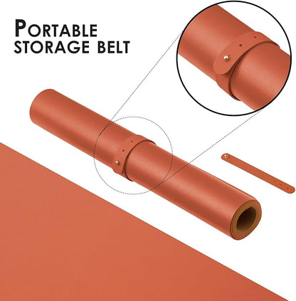 Cork Desk Mat - Dual-Sided Desk Pad for Office and Home - Desk Organization and Accessories - Ideal for Large Mouse Pad and Desk Mats on Top of Desks(Orange,36"x 17")