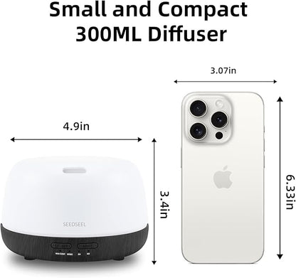 300ML Essential Oil Diffuser with Remote Control, Aromatherapy Diffuser with 7-Color Changing LED Light for Small Rooms, Bedroom, and Home