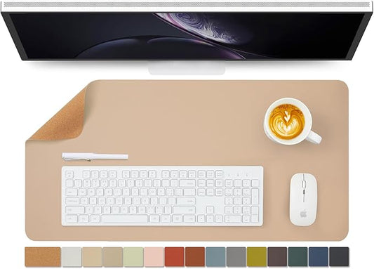 Cork Desk Mat - Dual-Sided Desk Pad for Office and Home - Desk Organization and Accessories - Ideal for Large Mouse Pad and Desk Mats on Top of Desks(Apricot,27.6"x 13.8")