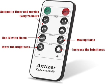 antizer Flameless Candles Birch Bark Effect Battery Operated Candles 4" 5" 6" 7" 8" 9" Set of 9 Real Wax Pillar LED Candles Each Candle 2.2" Diameter with 10-Key Remote Control 2/4/6/8 Hours Timer