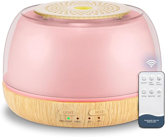 300ml Essential Oil Diffuser with Remote Control, 7-Color LED Lights, 4 Timer Modes, Quiet Ultrasonic Aromatherapy for Home, Office, Room, Small & Stylish Design