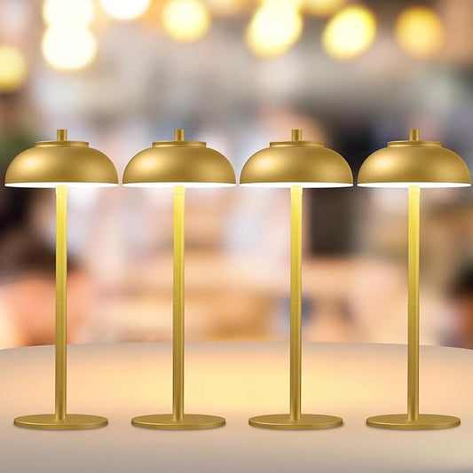 4 Pack Gold Led Cordless Table Lamps Rechargeable,Cordless Touch Lamp Battery Operated-Waterproof-for Outdoor Patio/Restaurants/Home/Dinner