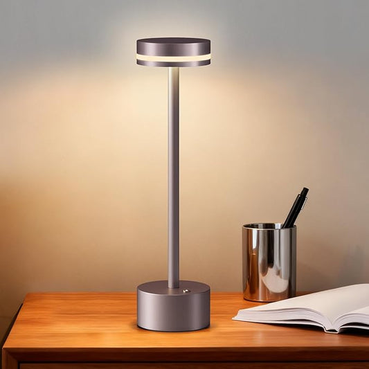 Modern Cordless Table Lamp Rechargeable, Aluminum Touch Lamp & 4000mAh Battery Operated, 3000K LED Table Lamps for Home Decor, Dining, Reading, Desk, Bedroom, Gift