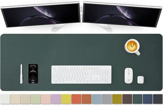 Large Desk Mat - 47.2"x 17" Non-Slip PU Desk Pad for Office and Home - Ideal for Large Mouse Pad and Desk Mats on Top of Desks(Dark Green)