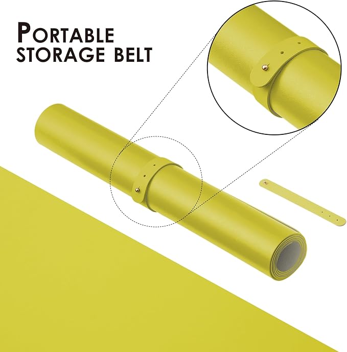 Leather Desk Mat - Non-Slip PU Desk Pad for Office and Home - Desk Organization and Accessories - Ideal for Large Mouse Pad and Desk Mats on Top of Desks (Lemon Yellow,27.6"x 13.8")