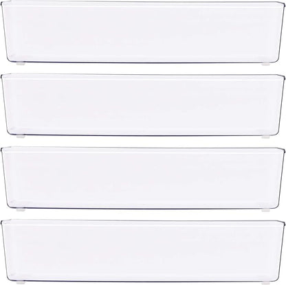 Simple Houseware Clear Drawer Organizer for Office Bin Desk Storage, 3.25"x 9.5", 4 Packs