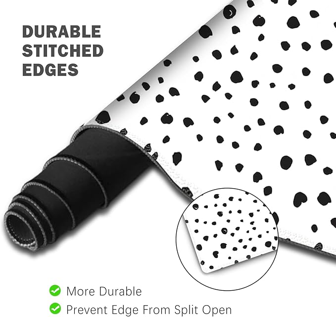 ToLuLu Extended Gaming Mouse Pad, Memory Foam Ergonomic Keyboard Mouse Wrist Rest Support Set, Large Desk Mat with Stitched Edges, Non-Slip Base Mousepad for Home Office Game and Study, Polka Dots