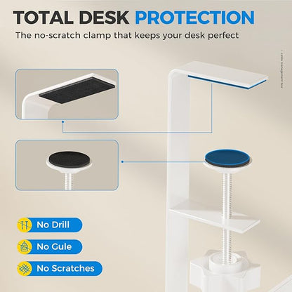[Upgraded] Extra Large Under Desk Cable Management, Cinati 25" Wire Organizers No Drill, Cable Tray with Clamp for Wire Management, Cord Organization Box for Office, Home - No Damage to Desk(White)