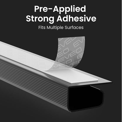 EVEO Cable Management Under Desk Kit (12 Units) - Under Desk Cable Management Cord Hider, Cable Hider Cord Management, Cable Organizer, Cord Organizer Tray - 192'' J Channel (12X16) - Black