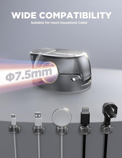 Cable Clips - Chfeila Latest Dual Spring Cord Organizer with Clasp Lock, 6Pack [Max Stability] Desk Cable Management, Adhesive Phone Charging Wire Holder for Nightstand/Car/Wall, Office Accessory