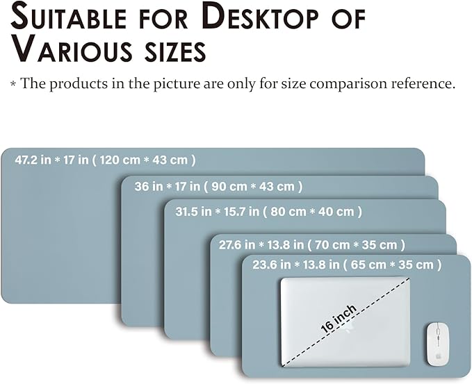 Leather Desk Mat - Non-Slip PU Desk Pad for Office and Home - Desk Organization and Accessories - Ideal for Large Mouse Pad and Desk Mats on Top of Desks (Light Blue,27.6"x 13.8")