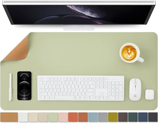 Cork Desk Mat - Dual-Sided Desk Pad for Office and Home - Desk Organization and Accessories - Ideal for Large Mouse Pad and Desk Mats on Top of Desks(Light Green,80cmx 40cm)