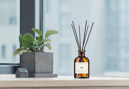 WEALD TRIBE Reed Diffuser Set for Bathroom Air Fresheners, Oil Diffuser Sticks | Sandalwood & Ebony Scent 4.0 fl oz Home Fragrance with Sticks Defusers | House Bedroom Office Shelf Decor