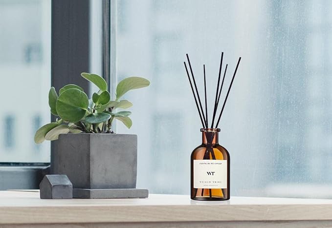 WEALD TRIBE Reed Diffuser Set for Bathroom Air Fresheners, Oil Diffuser Sticks | Fresh Linen Scent 4.0 fl oz Home Fragrance with Sticks Defusers | House Bedroom Office Shelf Decor