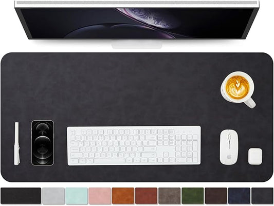 Distressed Leather Desk Mat - Non-Slip PU Desk Pad for Office and Home - Desk Organization and Accessories - Ideal for Large Mouse Pad and Desk Mats on Top of Desks(Charcoal Black,36"x 17")