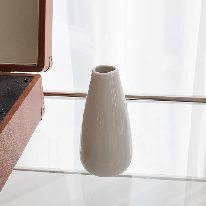 Modern White Ceramic Vase Set of 8 for Living Room Bedroom 5.1'' Minimalist Fresh Flower Vases for Home Decor Office Fireplace Centerpieces Nordic Style Gift for Fake Plant 8 Pack