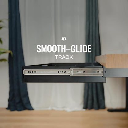 Under Desk Drawer Slide Out Attachment - Carbon Steel Undermount Table Drawer with Cable Management, Pull Out Add-On Storage for Office & Standing Desks (13" x 8" x 2.8")