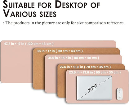 Cork Desk Mat - Small Dual-Sided Desk Pad for Office and Home - Desk Organization and Accessories - Ideal for Large Mouse Pad and Small Desk Mats on Top of Desks(Pink,23.6"x 13.8")