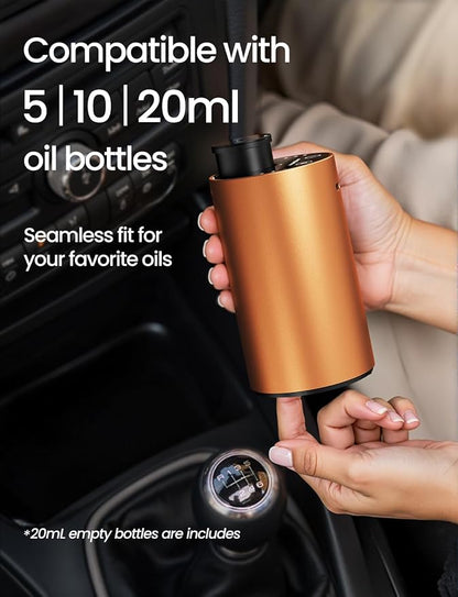 Waterless Essential Oil Diffuser, Rechargeable Scent Diffusers with 3 Mist Levels & Timers, Portable Aromatherapy Diffuser for Home Car Room Studio Office, Cosmic Orange