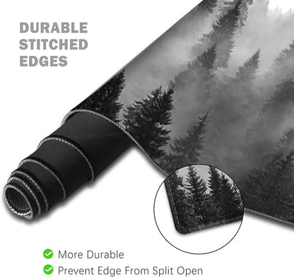 ToLuLu Extended Gaming Mouse Pad, Memory Foam Ergonomic Keyboard Mouse Wrist Rest Support Set, Large Desk Mat with Stitched Edges, Non-Slip Base Mousepad for Home Office Game Study, Tree Forests