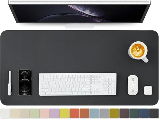 HOMIEAZICOZI Leather Desk Mat - Non-Slip PU Desk Pad for Office and Home - Desk Organization and Accessories - Ideal for Large Mouse Pad and Desk Mats on Top of Desks (Black,36''x 17'') (DPD-B-L)