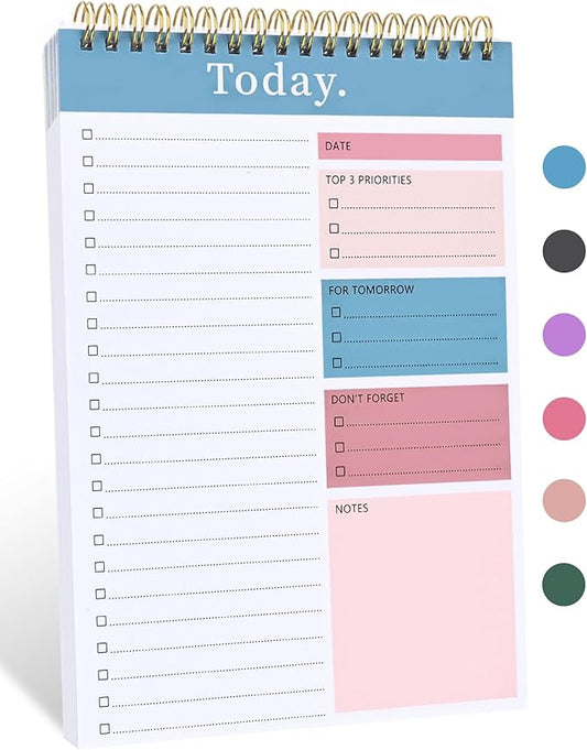 To Do List Notepad - To Do List Notebook for Work with 52 Sheets, Undated Daily Planner Perfect for Enhanced Productivity and Goal Achievement - Pink & Blue