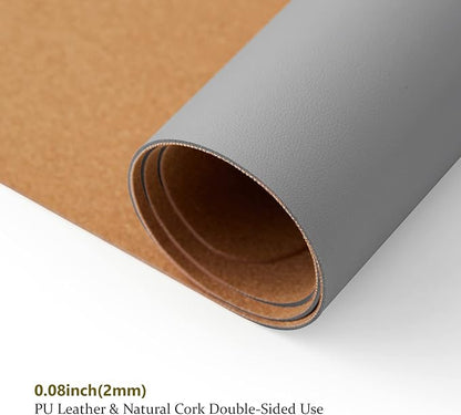 Cork Desk Mat - Small Dual-Sided Desk Pad for Office and Home - Desk Organization and Accessories - Ideal for Large Mouse Pad and Small Desk Mats on Top of Desks(Gray,23.6"x 13.8")