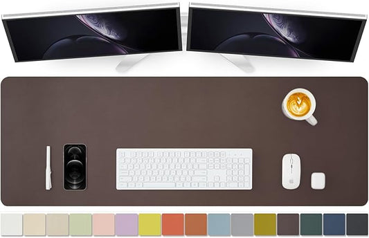 Large Desk Mat - 47.2"x 17" Non-Slip PU Desk Pad for Office and Home - Ideal for Large Mouse Pad and Desk Mats on Top of Desks(Coffee)