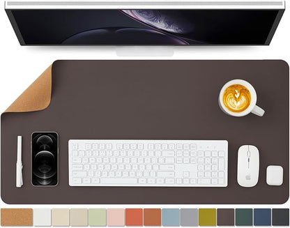 Cork Desk Mat - Dual-Sided Desk Pad for Office and Home - Desk Organization and Accessories - Ideal for Large Mouse Pad and Desk Mats on Top of Desks(Coffee,31.5"x 15.7")