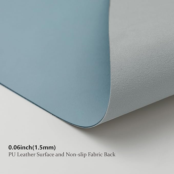 Leather Desk Mat - Non-Slip PU Desk Pad for Office and Home - Desk Organization and Accessories - Ideal for Large Mouse Pad and Desk Mats on Top of Desks (Light Blue,27.6"x 13.8")