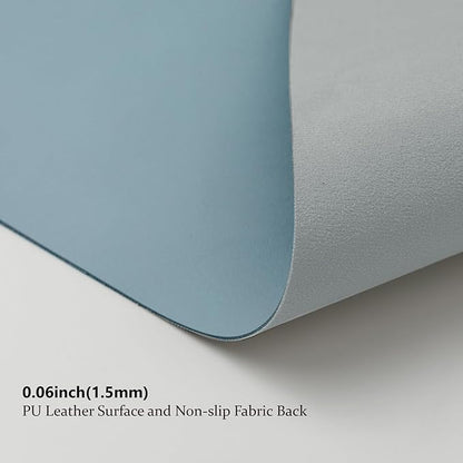 Leather Desk Mat - Non-Slip PU Desk Pad for Office and Home - Desk Organization and Accessories - Ideal for Large Mouse Pad and Desk Mats on Top of Desks (Light Blue,27.6"x 13.8")