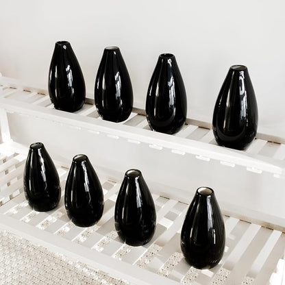 Modern Black Small Ceramic Vase Set of 16 for Living Room Bedroom 4.13'' Minimalist Fresh Flower Vases for Home Decor Office Fireplace Centerpieces Nordic Style Gift for Fake Plant 16 Pack