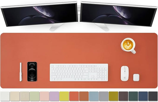 Large Desk Mat - 47.2"x 17" Non-Slip PU Desk Pad for Office and Home - Ideal for Large Mouse Pad and Desk Mats on Top of Desks(Orange)