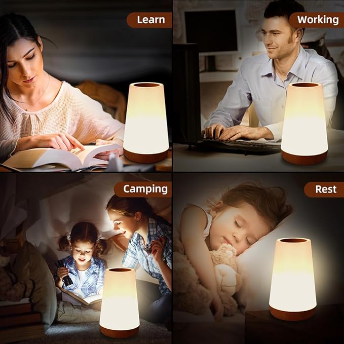 Luxxflour Night Light Lamp, Dimmable Touch Lamp for Bedroom, Portable Table Bedside Lamp, 5 Brightness & 13 RGB Colors, Night Lights for Perfect for Bedroom, Living Room, and Home Decor