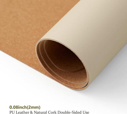 Cork Desk Mat - Dual-Sided Desk Pad for Office and Home - Desk Organization and Accessories - Ideal for Large Mouse Pad and Desk Mats on Top of Desks(Beige,27.6"x 13.8")