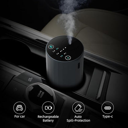 Waterless Essential Oil Diffuser Aromatherapy Scent Diffusers for Home Large Room, Bedroom, Car, Office, Desk, Battery Operated Mini Portable Air Freshener (Grey)