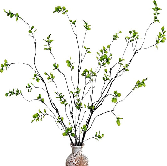 4 Pcs Artificial Ficus Branches Faux Eucalyptus Stems, 47.2 Inch Fake Greenery Stems Artificial Plants for Vase Filler Decoration, Fake Leaves Branches Centerpieces Decor