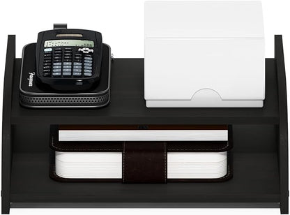 Furinno CLASSIC Desk Organizers and Accessories, 2-Tier Monitor Riser, Office Organization, Desk Top Book Shelf, for Office Supplies, Office Desk Accessories, Dark Espresso