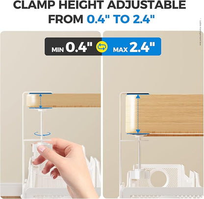 [Upgraded] Extra Large Under Desk Cable Management, Cinati 25" Wire Organizers No Drill, Cable Tray with Clamp for Wire Management, Cord Organization Box for Office, Home - No Damage to Desk(White)