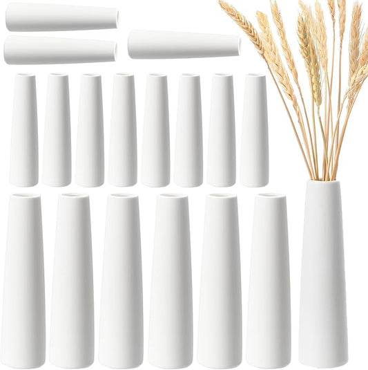 18 Pieces White Ceramic Vases for Home Decor 7.09 inch Tall Vases for Centerpieces Modern Floral for Wedding Party Event Home Office Decoration (Modern)