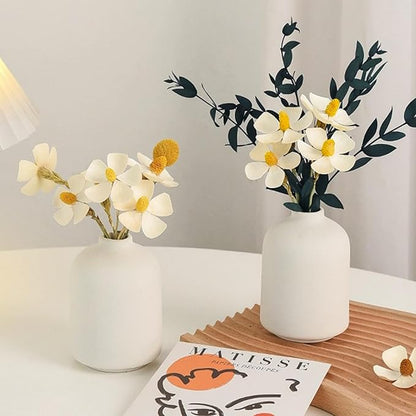 Modern White Small Ceramic Vase Set of 6 for Living Room Bedroom 4.13'' Minimalist Fresh Flower Vases for Home Decor Office Fireplace Centerpieces Nordic Style Gift for Fake Plant 6 Pack