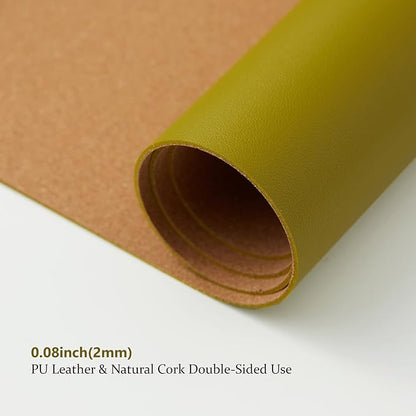 Cork Desk Mat - Dual-Sided Desk Pad for Office and Home - Desk Organization and Accessories - Ideal for Large Mouse Pad and Desk Mats on Top of Desks(Olive Green,80cmx 40cm)
