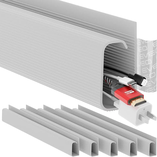 EVEO Under Desk Cable Management Kit (6 Units)-Cable Management Cord Cover, Organizer Tray-96''JChannel 6X16 -Grey